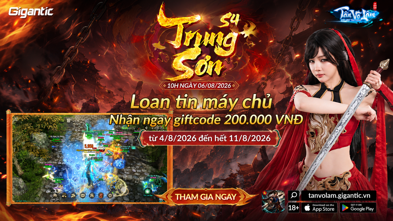 Lan tỏa máy chủ mới S4 – Trung Sơn, nhận Giftcode trị giá 200.000 VNĐ