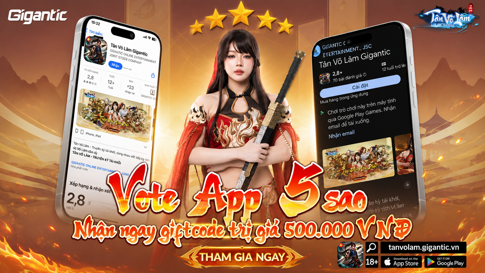 Vote App 5 Sao – Nhận ngay Giftcode trị giá 500.000 VNĐ